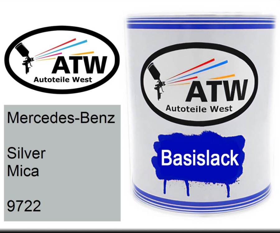 Mercedes-Benz, Silver Mica, 9722: 1L Lackdose, von ATW Autoteile West.